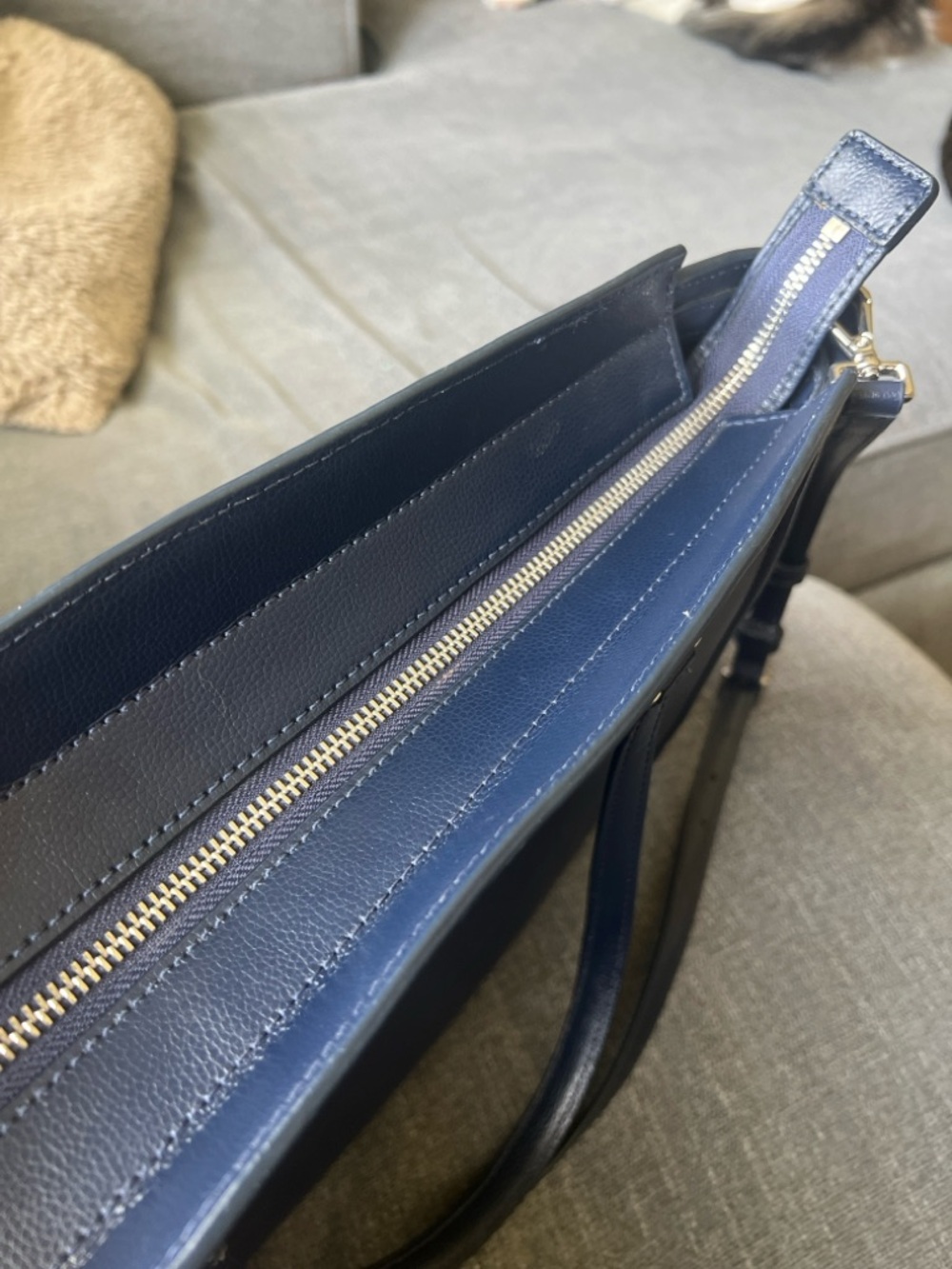 Kate Spade Navy Leather Tote with Shoulder Strap - Picture 9 of 9